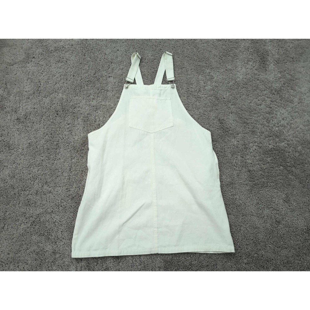Peach Love Overall Skirt Womens Large Ivory‎ Denim Pockets Adjustable Strap